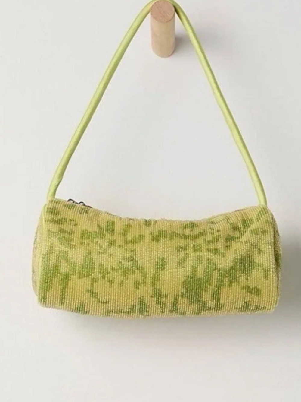 NWT Free People Lime/Green Bailey Beaded Barrel Bag - Picture 2 of 6